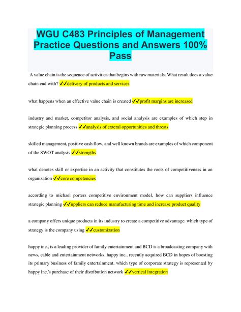 Principles of Management Practice Tests and Quizzes .